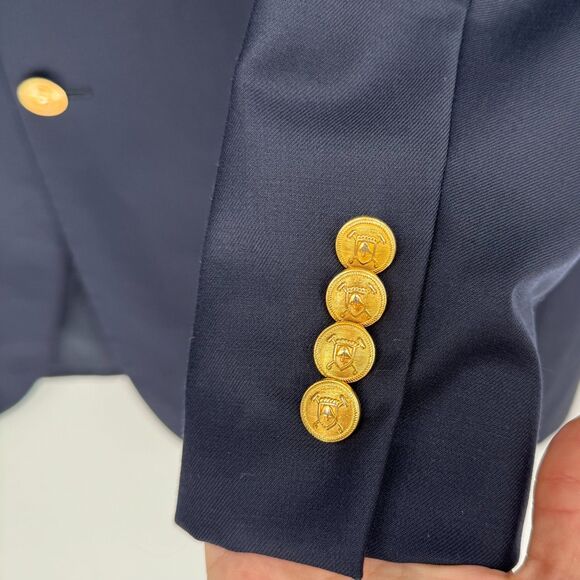 Ralph Lauren LRL Gold Button Wool Blazer Mens 44L Navy Sport Coat Jacket Classic - Picture 3 of 11